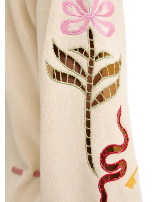 Never Fully Dressed Natural Embroidered Drawstring Mini Dress