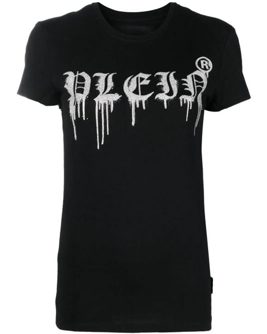 Philipp Plein Black Logo-Print Round Neck T-Shirt