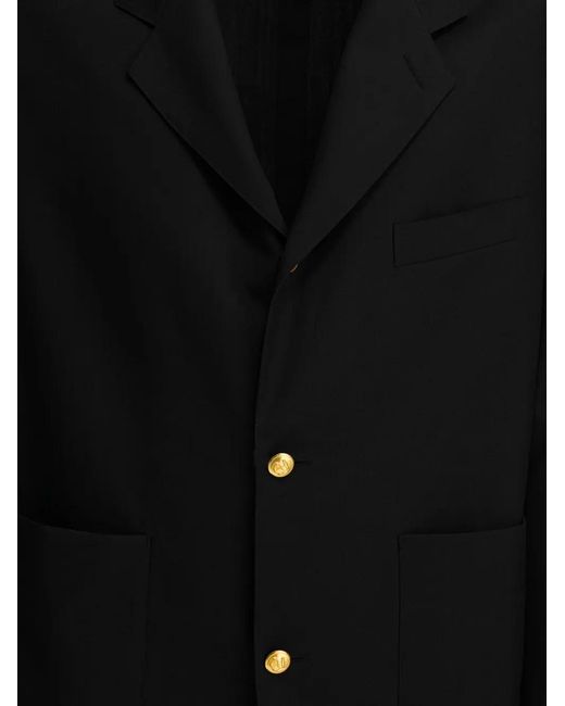 Beams Plus Black Paul Button-Up Patch-Pocket Blazer for men