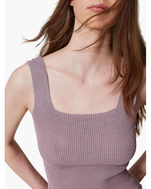 Twinset Geribbelde Tanktop in het Purple