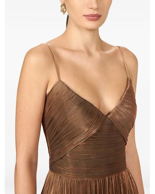 Costarellos Brown Fayla Spaghetti-Strap Draped Maxi Dress