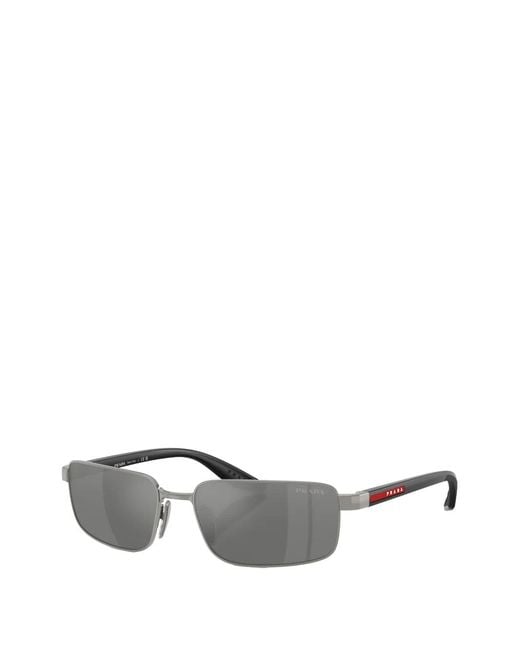 Prada Linea Rossa Gray Rectangle-Frame Sunglasses for men