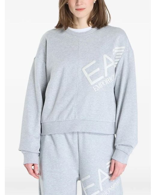 EA7 Blue Logo-Print Sweatshirt