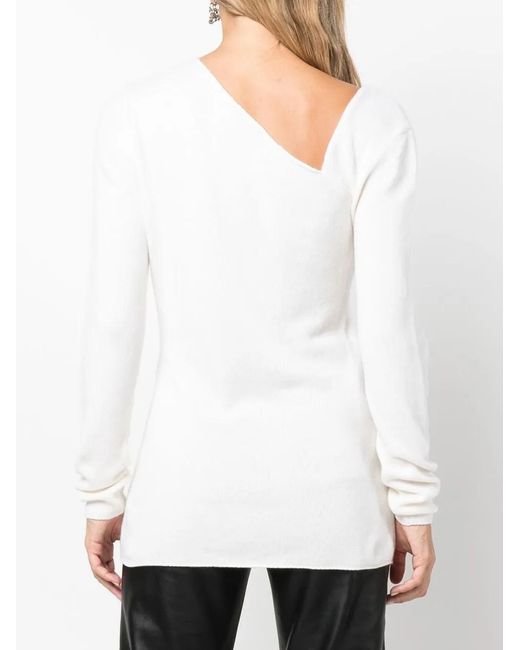 Tom Ford White Cut-Out Detail Asymmetric-Neck Jumper