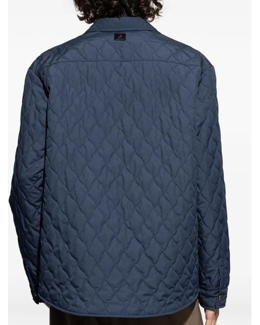 Etro Blue Quilted Pocket Overshirt for men