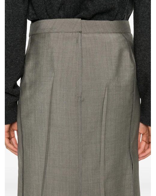 Victoria Beckham Gray Asymmetric-Hem Midi Skirt