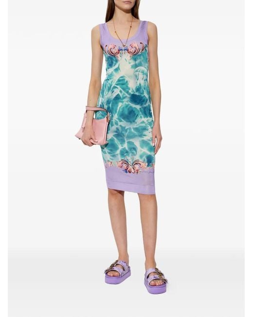 Versace Jeans Couture Purple Buckle-Strap Platform Sandals
