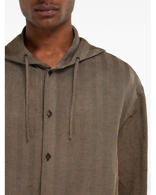Ferragamo Brown Hooded Lightweight Blouson for men