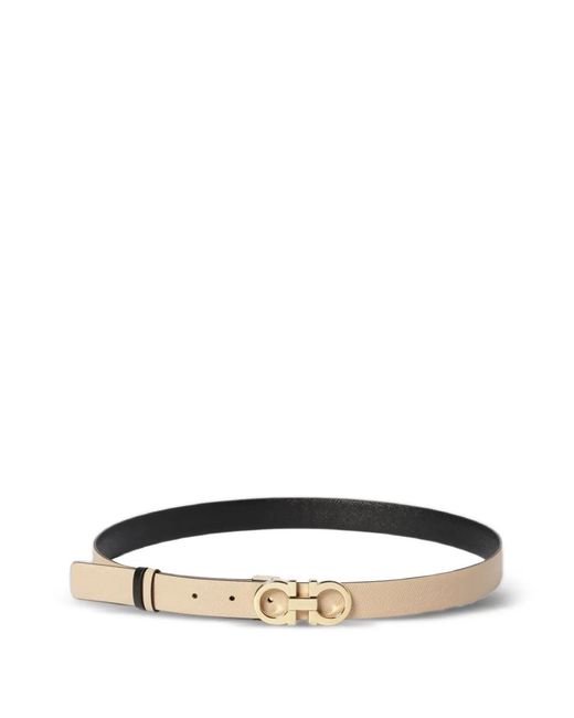 Ferragamo White Gancini Reversible Belt