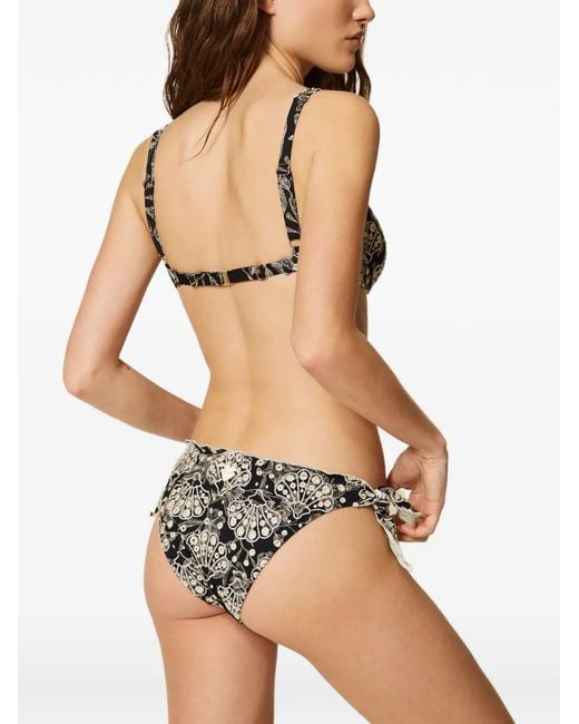 Twinset Gray Bikini Thong With Embroidery