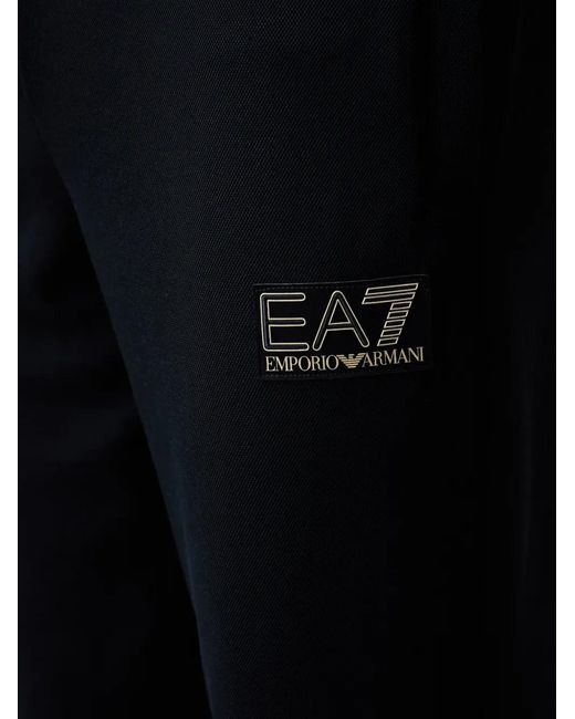 EA7 Black Logo-Patch Track Pants for men