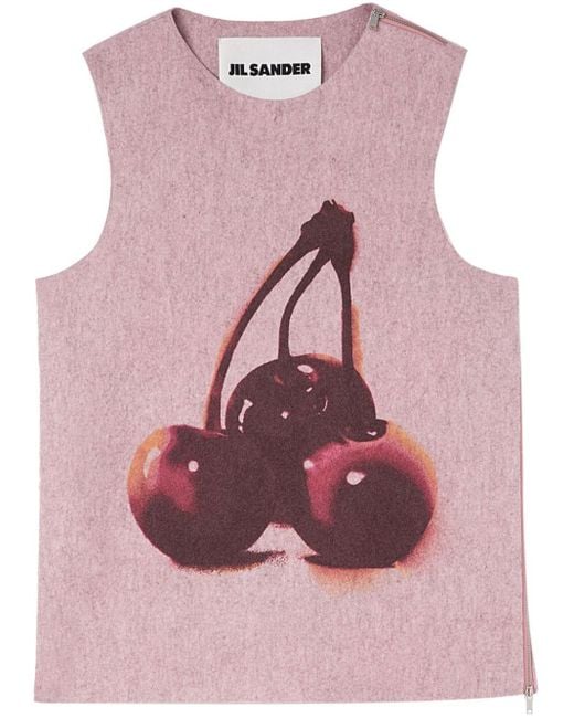 Jil Sander Pink Cherry-print Wool Tank Top for men
