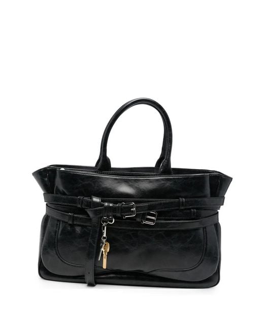 OSOI Black Brocle Leather Tote Bag
