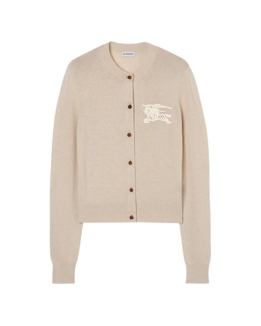 Burberry White Knight Cotton Wool Cardigan