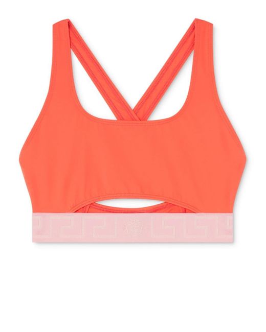Versace Orange Cut-out Detailing Bikini Top