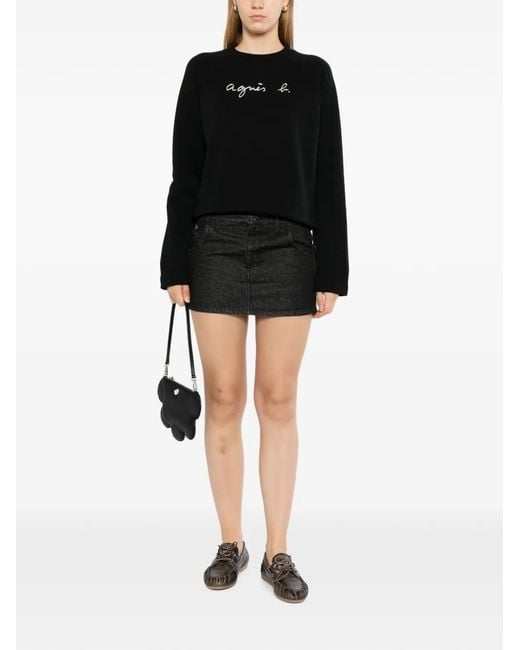 Agnes B. Black Logo-Print Sweater