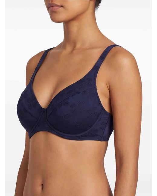 Vilebrequin Blue Floral-Jacquard Underwired Bikini Top
