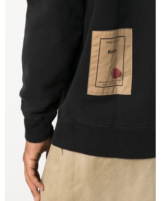 C P Company Black Logo-Patch Crewneck Sweatshirt for men