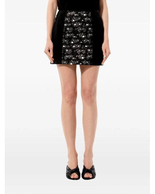 Balenciaga Black Abstract-Pattern Straight Skirt