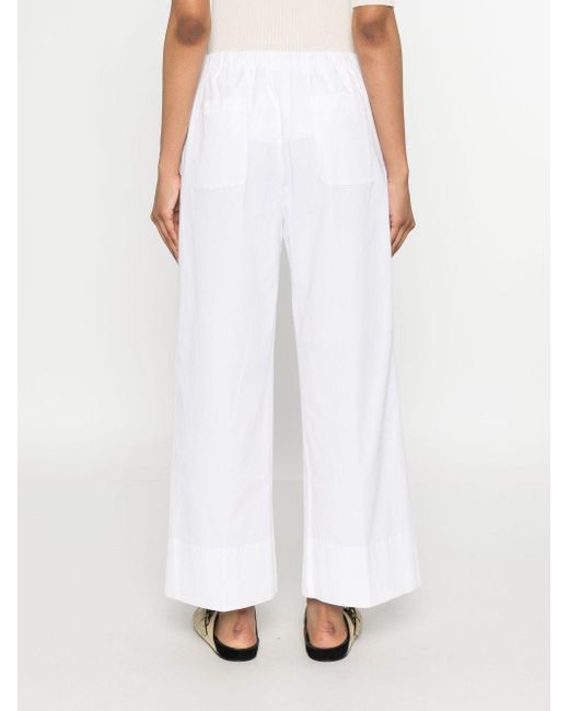 Antonelli White Fitted-waist Wide-leg Trousers