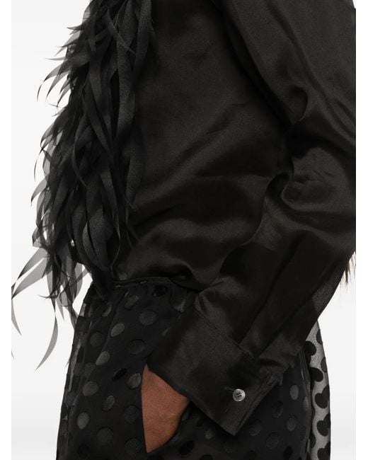 Viktor & Rolf Black Feather-Effect Long-Sleeve Shirt