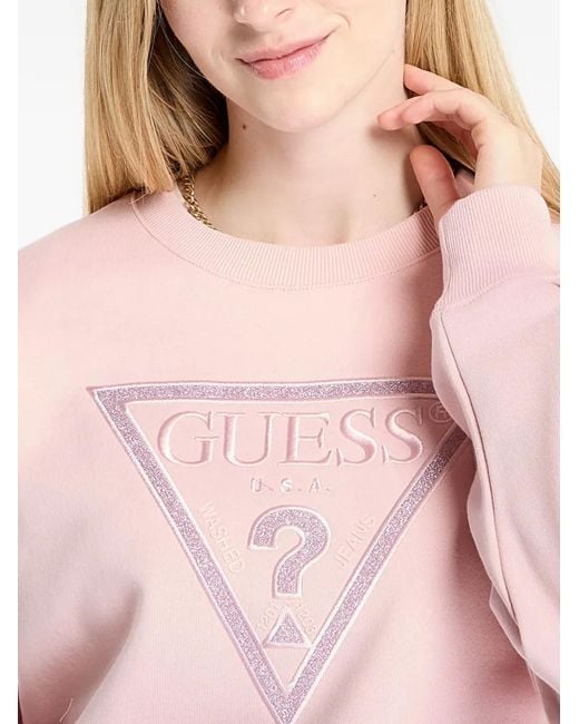 Guess Pink Pullover Mit Glitter-Logo