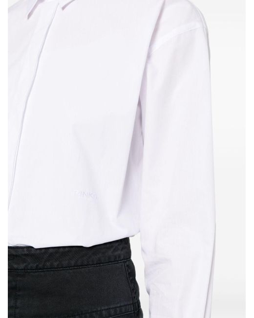 Camisa con logo bordado Pinko de color White