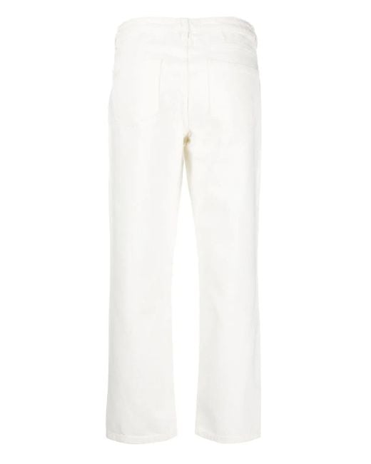 Ba&sh White Mid-Rise Cropped Jeans