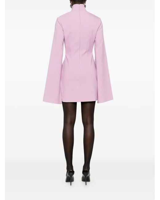 Solace London Funnel-neck Mini Dress Pink