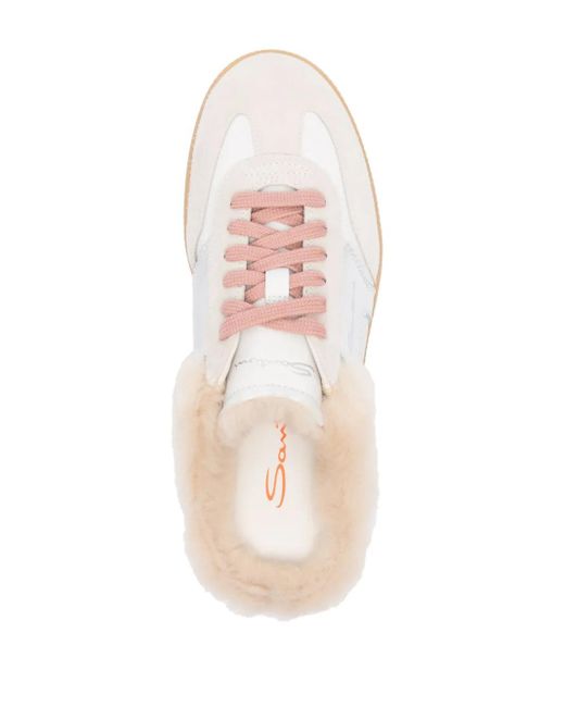 Pantofole stringate in shearling di Santoni in White
