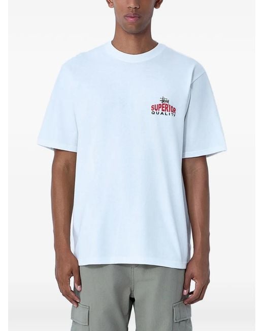 Stussy White Superior Quality Logo-Detail T-Shirt for men