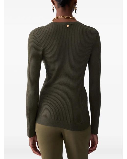 Liu Jo Green Wool Sweater With V-Neck