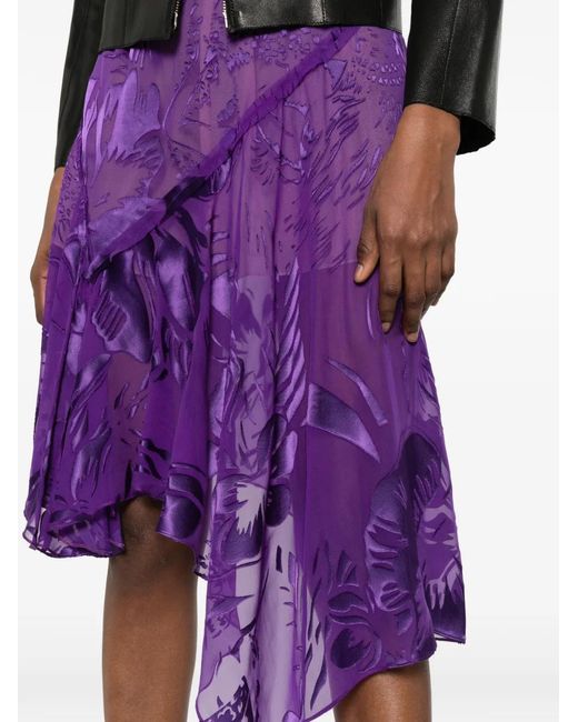 DSquared² Purple Floral Asymmetric Mini Skirt
