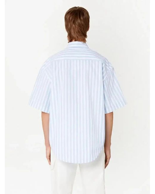 AMI Blue Striped Short-Sleeve Shirt