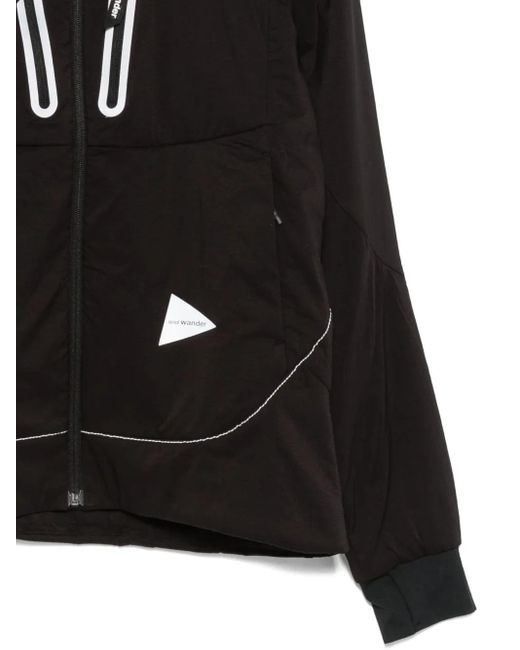 And Wander Black Hooded Zip-Up Jacket