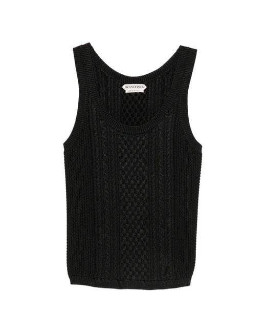 J.W. Anderson Black Cable-Knit Sleeveless Top