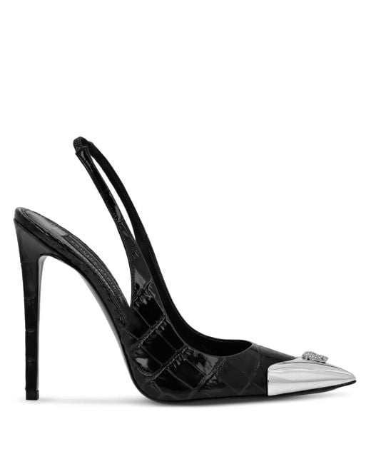 Philipp Plein Black 120Mm Crocco Pumps