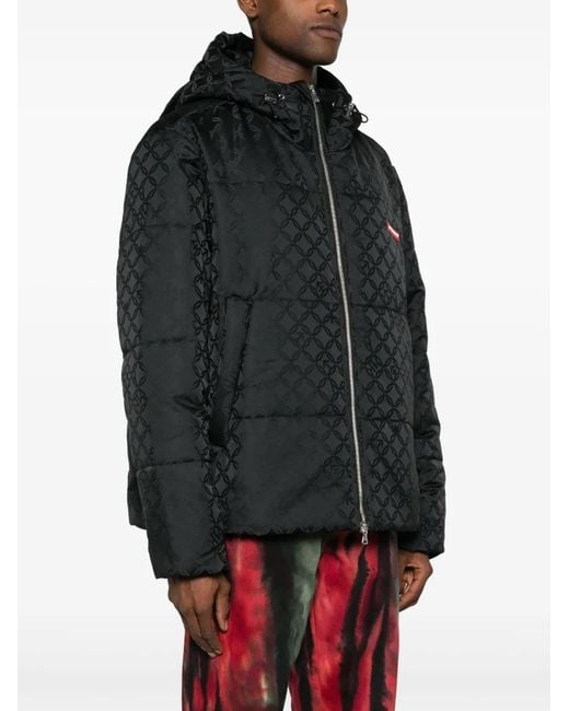 Charles Jeffrey Black Kitty Monogram-Print Padded Jacket