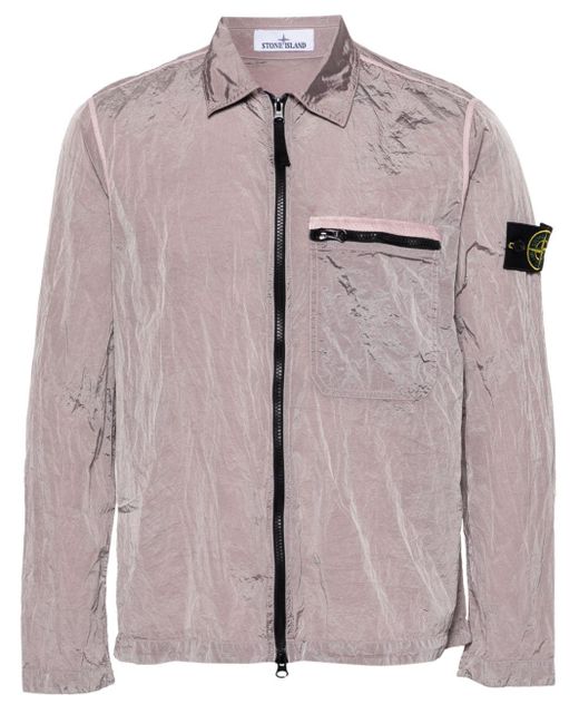 Stone Island Purple Compass-badge Crinkled Shirt Jacket for men