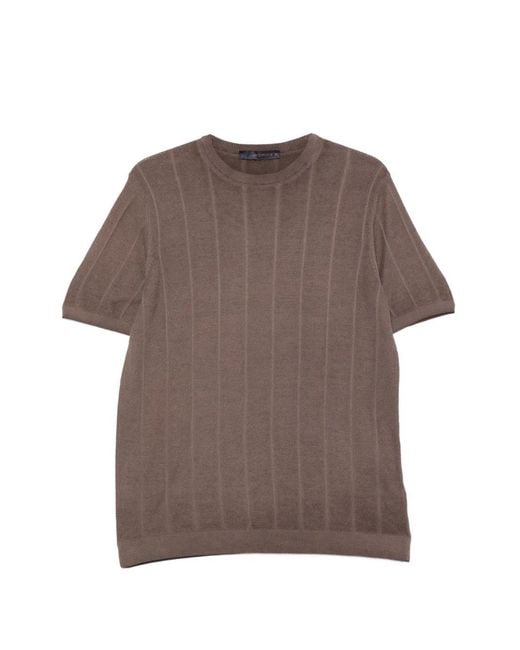 Jeordie's Brown Vertical-Stripe Sweater for men