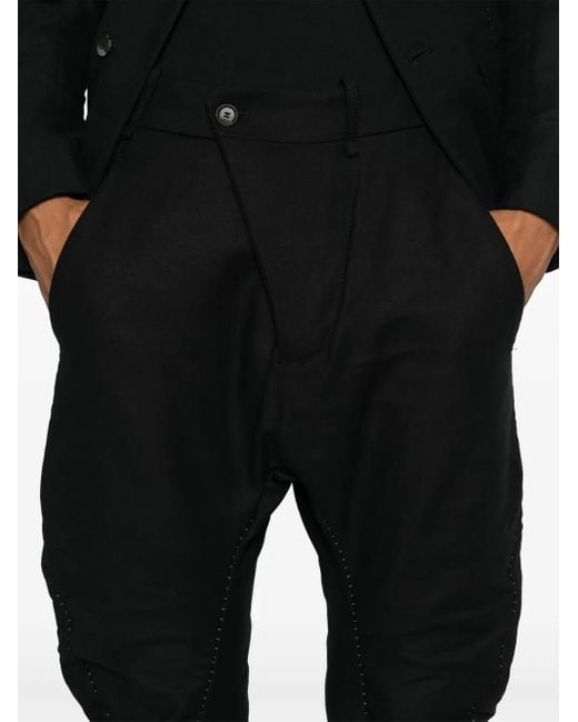 Masnada Black Distressed-Effect Trousers for men