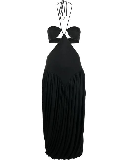 Stella McCartney Black Triangle-Bra Halterneck Midi Dress