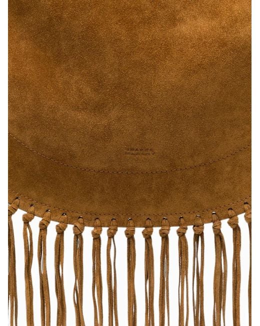 Isabel Marant Brown Fringe-Trim Whipstitch Shoulder Bag