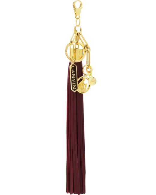 Lanvin White Leather Tassel Bag Charm