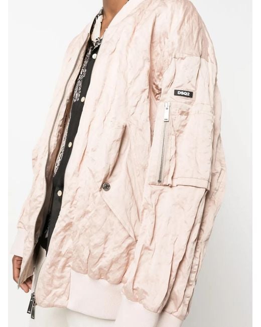 DSquared² Pink Crinkled-Effect Cotton Jacket for men