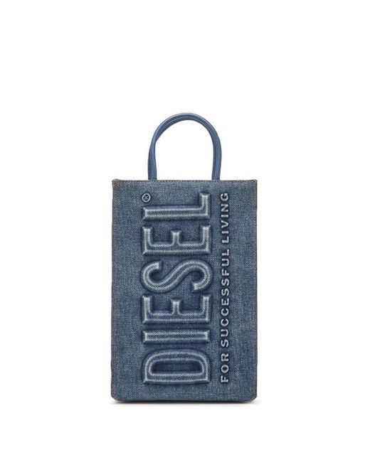 DIESEL Logoembossed Denim Tote Bag in Blue Lyst
