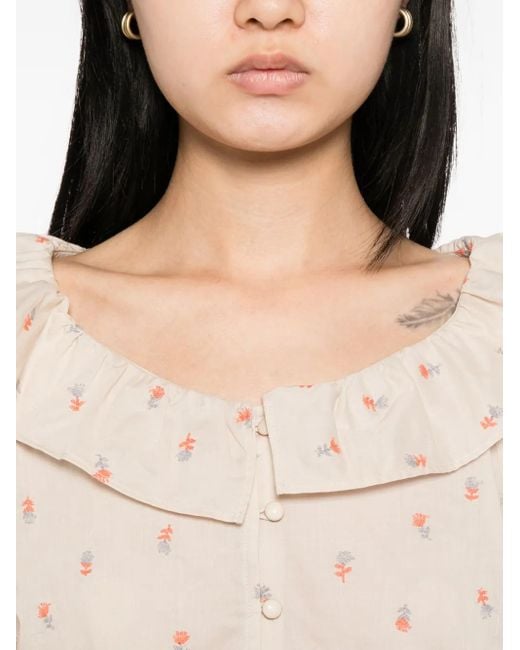 Camicia Con Ricamo di To b. by agnès b. in Natural