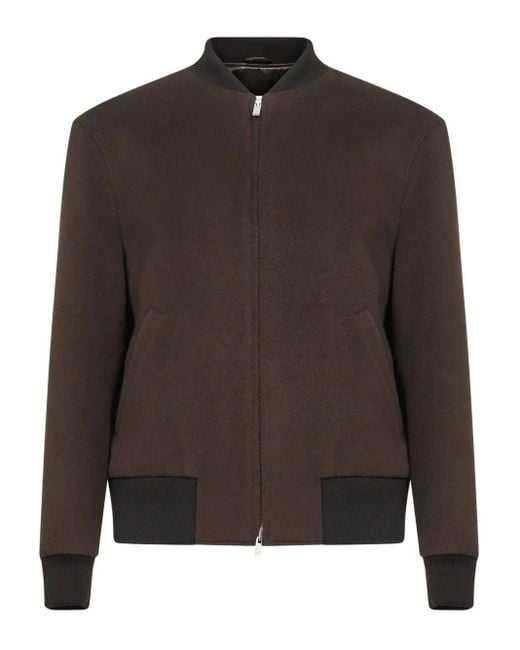Lardini Brown Virgin Wool Zip-Up Bomber Jacket for men