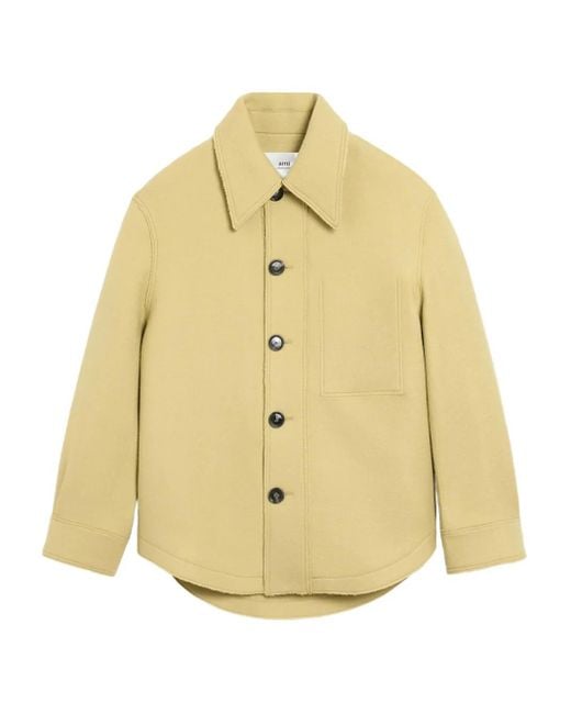 AMI Wollen Button-Up Jack in het Metallic