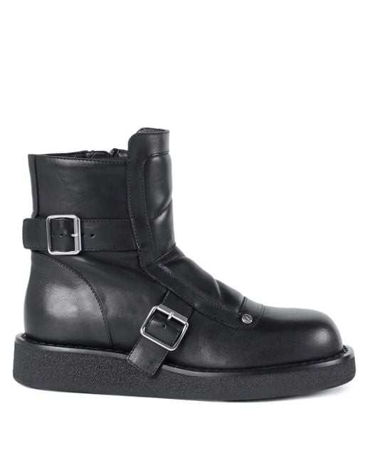 Ann Demeulemeester Black Sune Buckle-Detail Biker Boots for men